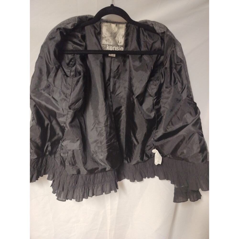 Double Breasted Linen & Cotton Ruffled Jacket, Size S - Picture 8 of 11